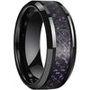 Genoa Black Tungsten Ring Celtic Dragon Pattern Purple Carbon Fiber Inlay - 8mm