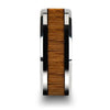 Genuine Teak Wood Inlaid Tungsten Wedding Band With Beveled Edges 6mm - 10mm