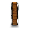 Genuine Teak Wood Inlaid Tungsten Wedding Band With Beveled Edges 6mm - 10mm