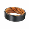 GERMEN Beveled Black Tungsten Carbide Ring w/ Bocote Wood Sleeve 8MM