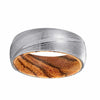 GRANT Domed Damascus Steel Wood Rings w/ Bocote Sleeve 8mm