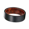 HINTO Men’s Black Pipe Cut Tungsten Carbide Ring w/ Snake Wood Sleeve 8MM