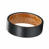 HOWI Black Pipe Cut Tungsten Wedding Band w/ Whiskey Barrel Sleeve 8mm