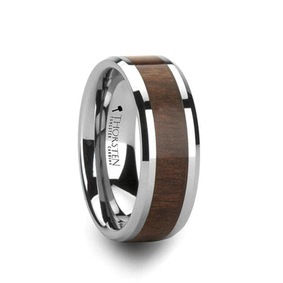 ICHIRU Black Tungsten Wedding Band Set With Walnut Wood Inlaid - 4mm - 12mm