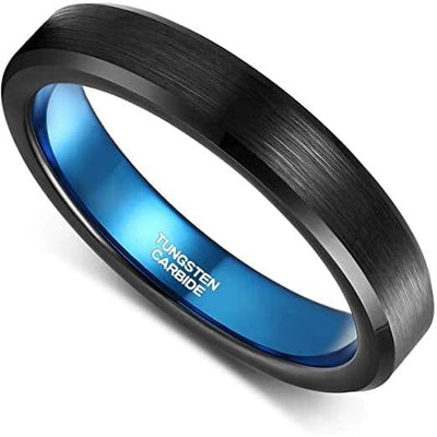 JADE Women’s Brushed Black Tungsten Carbide Ring with Blue Inside - 4mm