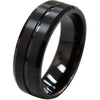 Jaden Men’s Black Tungsten Wedding Band Brushed Finish Groove Center - 8mm