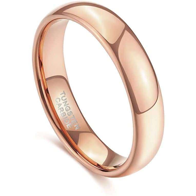 JODY Rose Gold Inlaid High Polish Domed Women’s Tungsten Wedding Band- 4mm