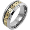 Kaelin Tungsten Wedding Band W/ Celtic Yellow Dragon On a Black Inlay - 8mm