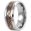 Kai Exquisite Tungsten Carbide Wedding Ring W/ Rose Gold Celtic Dragon Inlay - 8mm