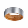 KANELO Rounded Men’s Tungsten Carbide Ring Brushed w/ Whiskey Barrel Sleeve 8mm