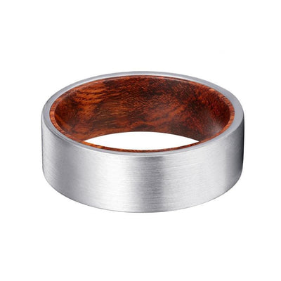 KAVON Flat Men’s Tungsten Carbide Ring w/ Snake Wood Sleeve - 8MM