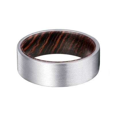 KAYO Men’s Pipe Cut Tungsten Carbide Ring w/ Wenge Wood Sleeve - 8mm