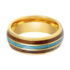 Kelso Gold Tungsten Ring with Rosewood and Crushed Turquoise Inlay - 8mm