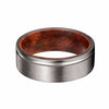 KENAZ Men’s Grooved Tungsten Wedding Ring Brished w/ Snake Wood Sleeve - 8MM