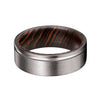 KENT Grooved Tungsten Ring For Men Brushed Finish with Wenge Wood Sleeve - 8MM