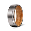 KEON Men’s Grooved Tungsten Carbide Band with Whiskey Barrel Wood Sleeve - 8MM