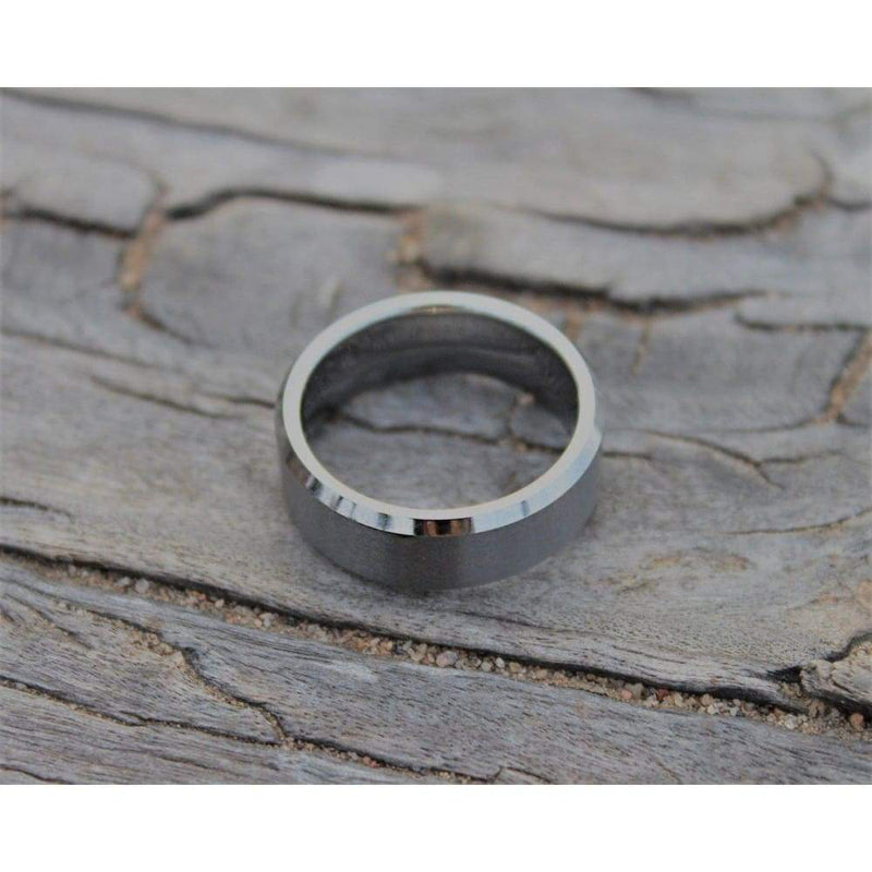 Keran Tungsten Carbide Wedding Band With High Polished Beveled Edges and Brushed Center 6mm & 8mm