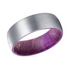 Keyser Domed Brushed Tungsten Carbide Ring with Purple Wood Sleeve Inlay - 8mm