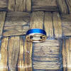 KIANO Men’s Blue Brushed Tungsten Ring with Rose Gold Step Edges & inside 8mm