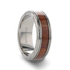 LAIE Koa Wood Inlaid Titanium Men’s Wedding Ring With Intricate Edges 6mm - 10mm