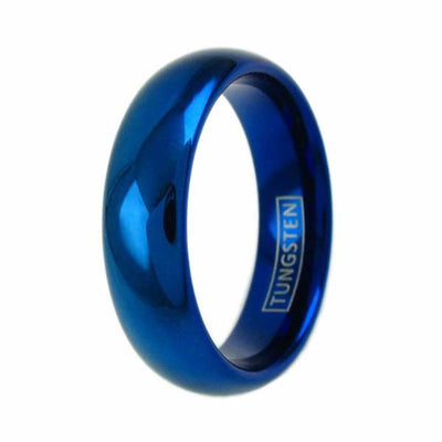 LANCE Women’s Domed Highly Polished Blue Tungsten Carbide Ring 4mm & 6mm