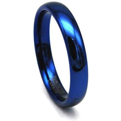 LANCE Women’s Domed Highly Polished Blue Tungsten Carbide Ring 4mm & 6mm