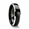 LONDON Domed Black Tungsten Ring Highly Polished w/ Beveled Edges 4mm - 10mm