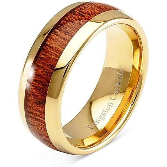 Ludlow Beveled Yellow Gold Plated Tungsten Carbide Wedding band - 8mm