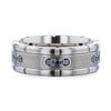 MACON Titanium Ring Double Grooved Polished Edges & Black Diamond Settings