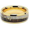 Mankato Elk Deer Antler Koa Wood Inlaid Yellow Gold Plated Tungsten Ring - 8mm