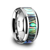 Maravi Tungsten Wedding Band Set With Mother of Pearl Inlaid - 4mm- 10mm