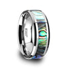 Maravi Tungsten Wedding Band Set With Mother of Pearl Inlaid - 4mm- 10mm