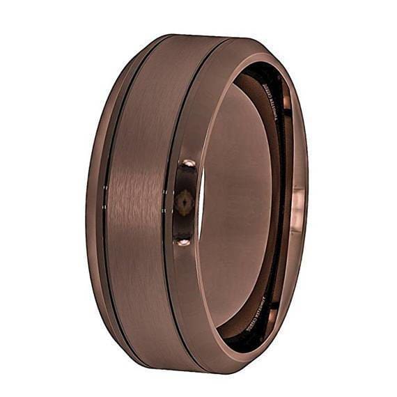 Marcus Men’s Brown Tungsten Wedding Band With Beveled Edges - 8 mm