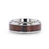 MARION Beveled Men’s Titanium Wedding Ring With Rosewood Inlay - 8mm