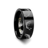 Mayfield Fish Jumping Sea Print Pattern Flat Black Tungsten Ring - 4mm - 12mm