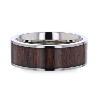 MELBOURNE Black Walnut Wood Inlaid Titanium Men’s Wedding Band - 8mm