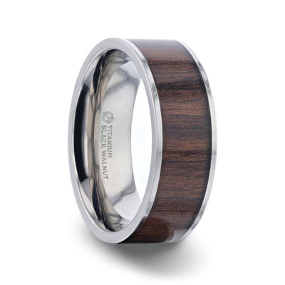 MELBOURNE Black Walnut Wood Inlaid Titanium Men’s Wedding Band - 8mm