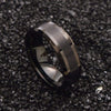 Men’s Beveled Black Tungsten Wedding Band Brushed Center - 8mm