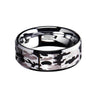 Men’s Beveled Tungsten Black & Grey Camo Pattern Wedding Ring - 8 mm