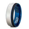 Men’s Beveled Tungsten Wedding Band With Brushed Center & Blue Inside - 8mm