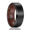 Men’s Black Tungsten Carbide Band with Dark Box Elder Wood Sleeve - 8mm