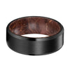 Men’s Black Tungsten Carbide Band with Dark Box Elder Wood Sleeve - 8mm