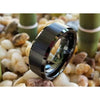 Men’s Black Tungsten Carbide Ring With Brushed Finish and Beveled Edges - 6mm & 8mm