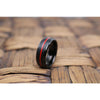 Men’s Black Tungsten Carbide Wedding Band With Fire Red Grooved Center 8mm