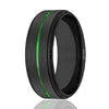 Men’s Black Tungsten Carbide Wedding Ring with Acid Green Grooved Center 8mm