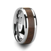 Men’s Black Walnut Wood Inlaid Tungsten Wedding Ring With Beveled Edges 4mm - 12 mm