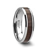 Men’s Black Walnut Wood Inlaid Tungsten Wedding Ring With Beveled Edges 4mm - 12 mm