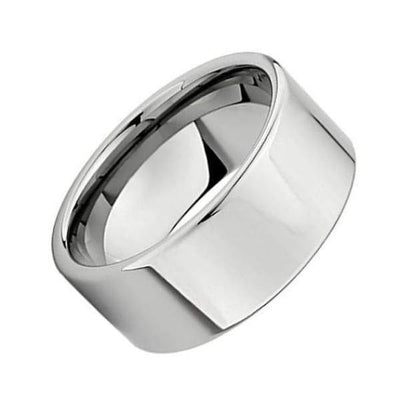 Mens Carbide Tungsten Wedding Ring High Polished Flat Pipe Cut Style 12mm