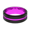 Men’s Passionate Purple Groove Beveled Black Tungsten Carbide Wedding Ring - 8mm