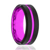 Men’s Passionate Purple Groove Beveled Black Tungsten Carbide Wedding Ring - 8mm